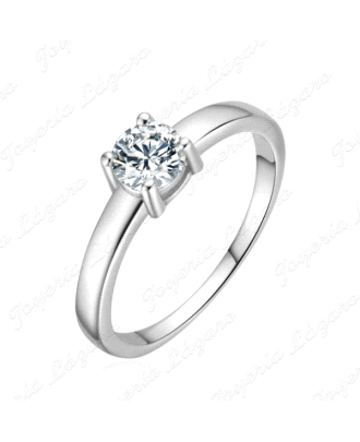 SORTIJA PLATA SOLITARIO CIRCO CUADRADA 4 GARRAS