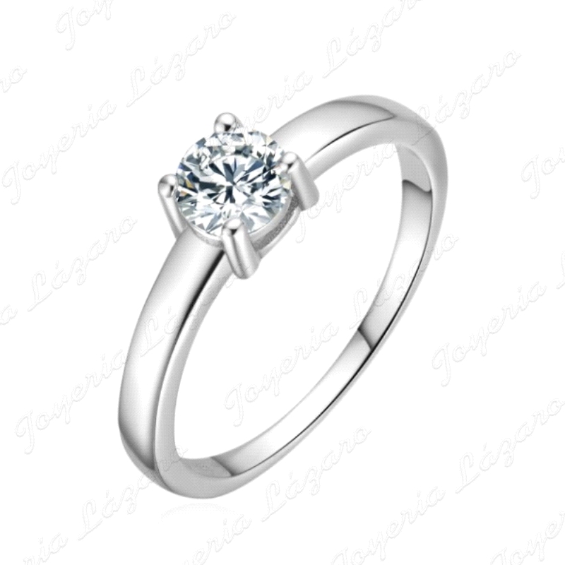 SORTIJA PLATA SOLITARIO CIRCO CUADRADA 4 GARRAS