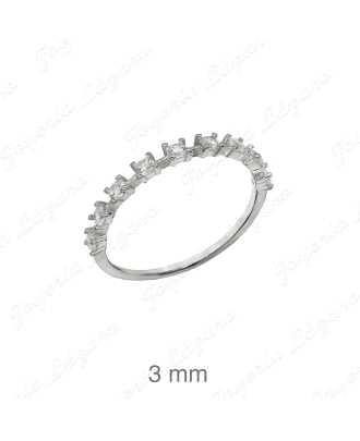 SORTIJA PLATA  1/2 CIRCONITAS GARRAS