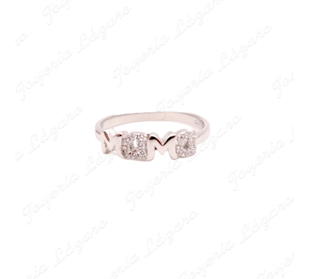 SORTIJA PLATA MAMA LETRAS A CON CIRCO.