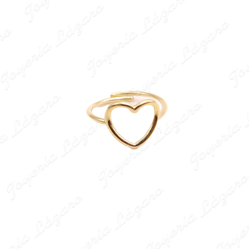 SORTIJA PLATA DORADA AJUSTABLE CORAZON CALADO