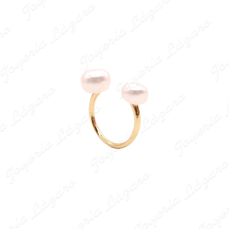 SORTIJA PLATA CHAPADA 2 PERLAS CULTIVADAS