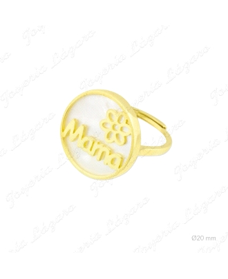 SORTIJA PLATA CHAPADA ORO MAMA+FLOR SOBRE NACAR