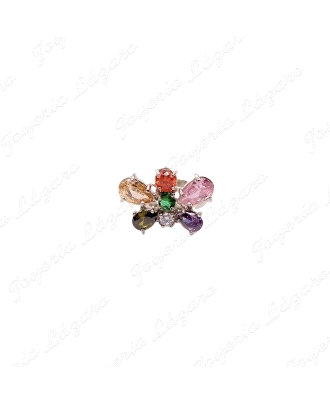 SORTIJA PLATA CHAPADA PLATINO MARIPOSA P. SWAROVSKI COLOR AJUSTABLE