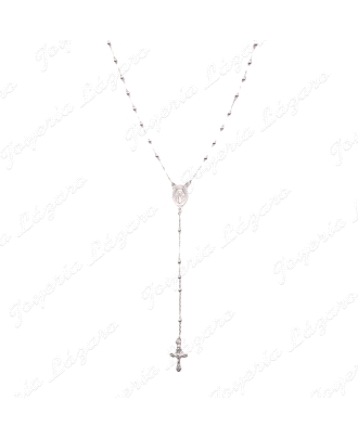 ROSARIO PLATA  BOLAS 3MM V. MILAGROSA + CRUZ CON CRISTO