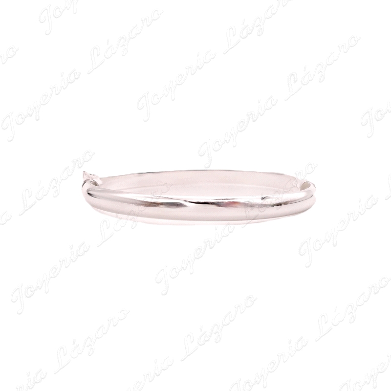 PULSERA 1/2 CAÑA PLATA 1/2 CAÑA LISA 6MM ANCHA, OVAL 65MM