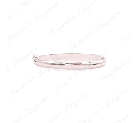 PULSERA 1/2 CAÑA PLATA 1/2 CAÑA LISA 6MM ANCHA, OVAL 65MM
