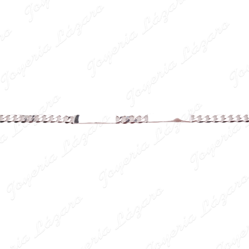 PULSERA PLATA 2 PLACAS CADENA BARBADA 4MM