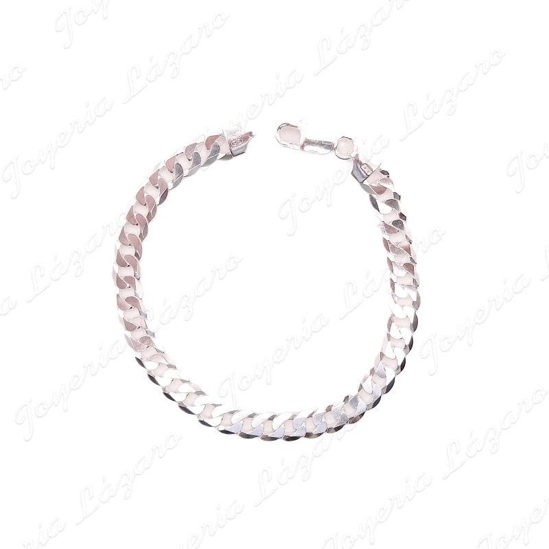 PULSERA PLATA BARBADA PLANA MACIZA 7.5MM