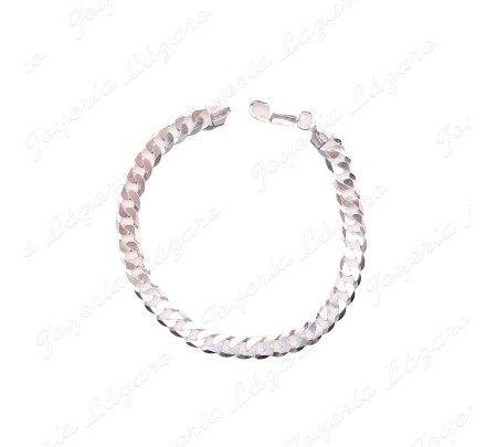 PULSERA PLATA BARBADA PLANA MACIZA 7.5MM