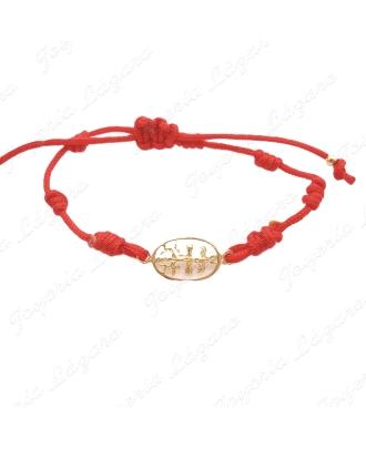 PULSERA PLATA CARAVACA CHAPADO 7 NUDOS ROJO