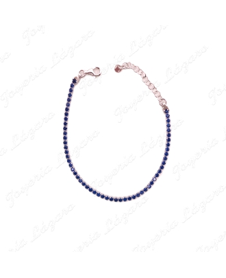 PULSERA PLATA CIRCONITAS AZULES BOCELADAS ARTICULADAS