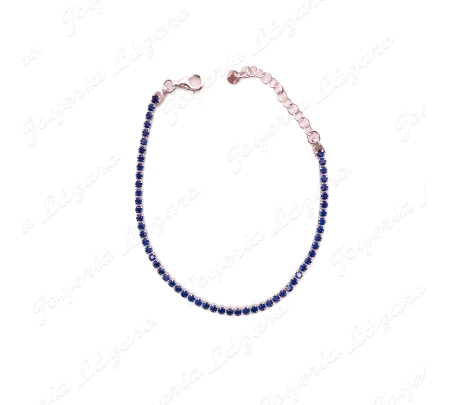 PULSERA PLATA CIRCONITAS AZULES BOCELADAS ARTICULADAS