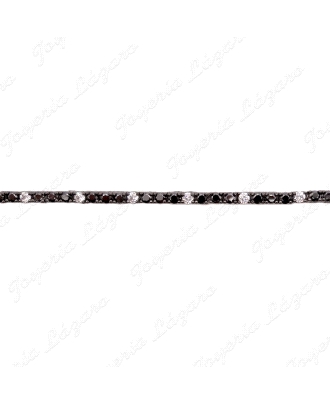 PULSERA PLATA TIPO RIVIERE NEGRA CON CIRCOS BLANCA