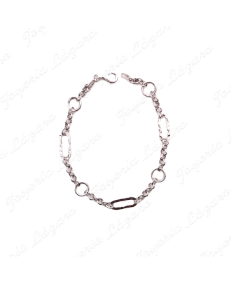 PULSERA PLATA 4ESLABONES ROLO+4 AROS +4 OVALES