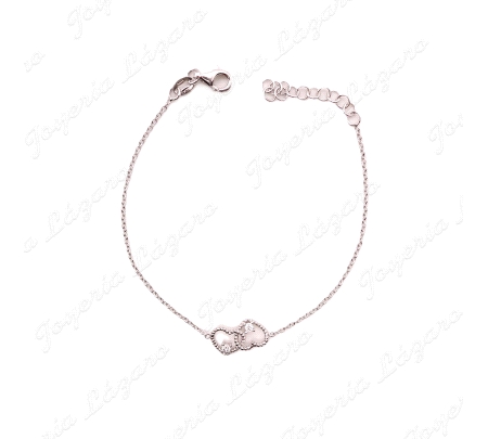 PULSERA PLATA FINITA DOS CORAZONES ENLAZADOS