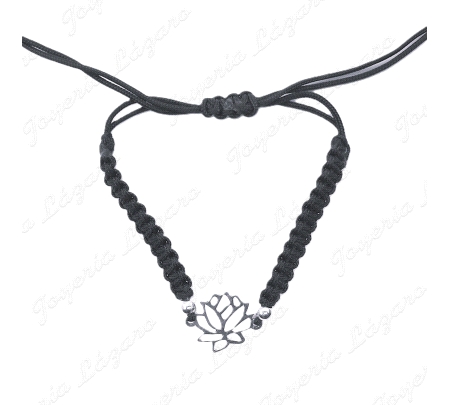 PULSERA PLATA MACRAME FLOR DE LOTO