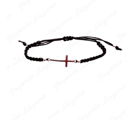 PULSERA PLATA MACRAME CON CRUZ LISA
