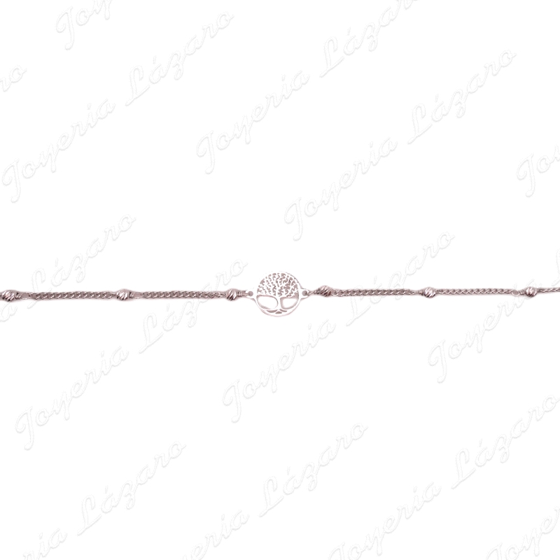 PULSERA PLATA ARBOL VIDA BOLITAS GALLONADAS