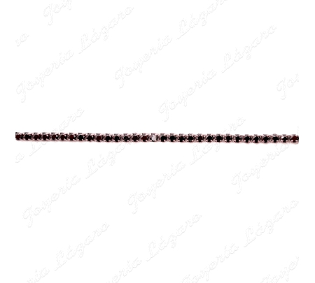 PULSERA PLATA TIPO RIVIERE CIRCOS NEGRAS 1.5MM