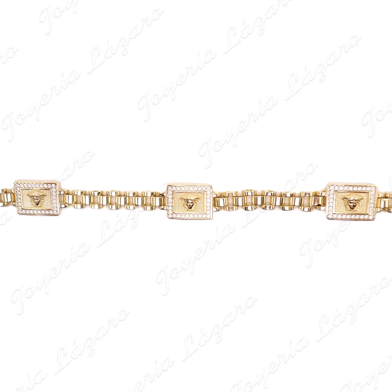 PULSERA PLATA CHAPADA ORO 4 CUADRADDOIS MEDUSA CERCO CIRCO