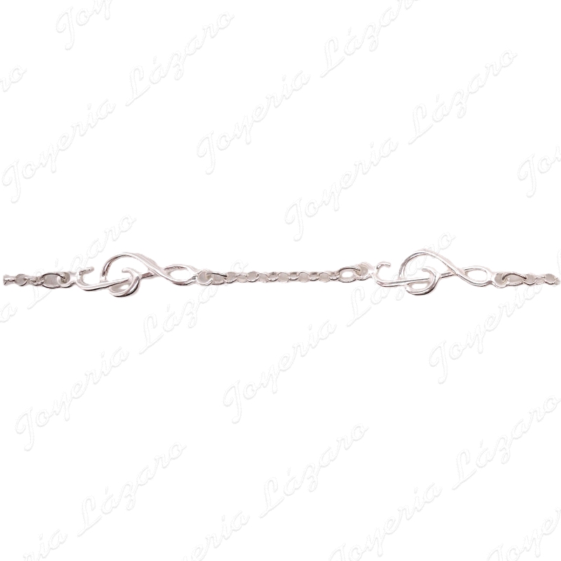 PULSERA PLATA  3 MOTIVOS CLAVE DE SOL