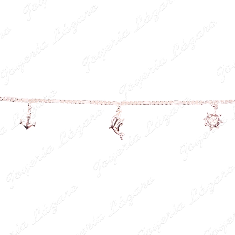 PULSERA PLATA ANCLA+DELFIN+TIMON