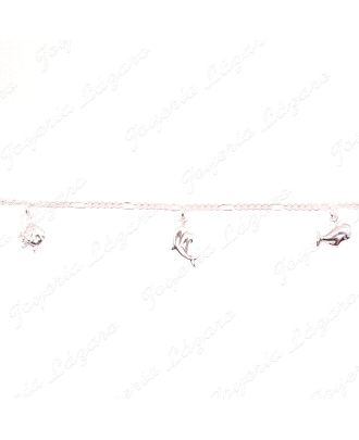 PULSERA PLATA PEZ+DELFIN+BALLENA