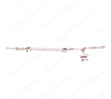 PULSERA PLATA CHATONES CIRCO ESTRELLAS +ESTRELLA COLGADA