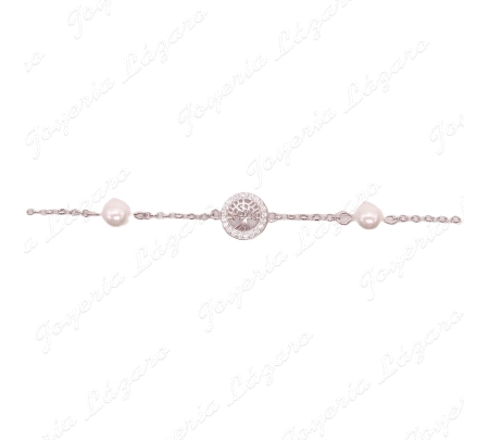 PULSERA PLATA PERLAS ARBOL VIDA CERCO CIRCO