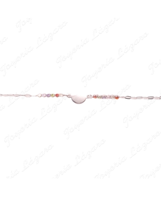 PULSERA PLATA PIEDRAS COLORES CHAPA LISA 8MM