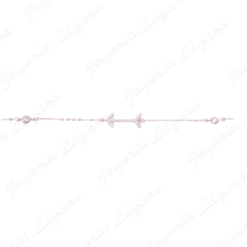 PULSERA PLATA CUAJITOS+FLECHA CIRCONITAS