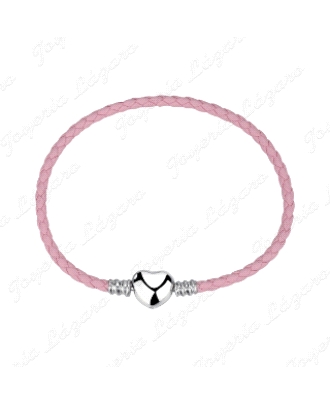 PULSERA PLATA A TU LADO TRENZADA ROSA CON CIERRE CORAZON 20 CM