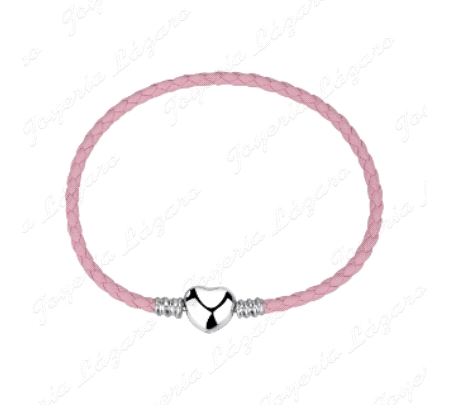 PULSERA PLATA A TU LADO TRENZADA ROSA CON CIERRE CORAZON 20 CM