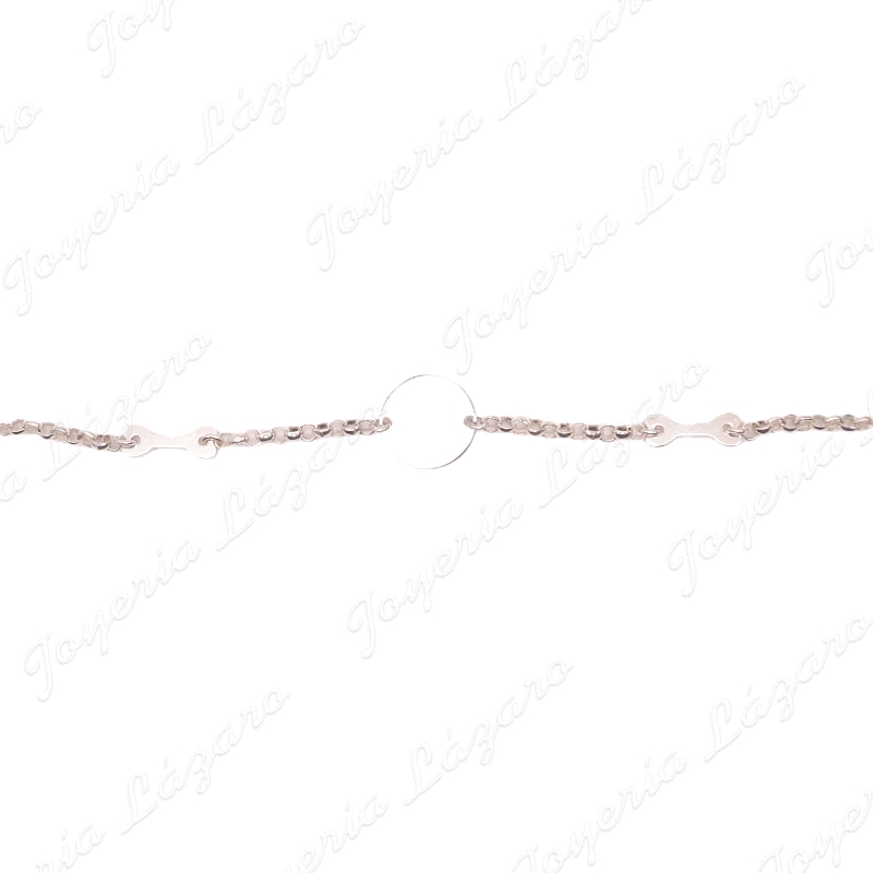 PULSERA PLATA 2 HUESOS+ DISCO MEDALLA  LISO CENTRO