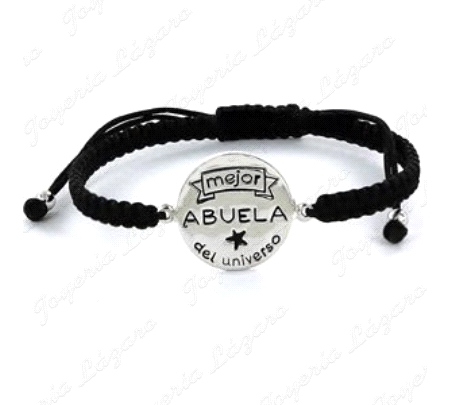 PULSERA PLATA MEJOR ABUELA DEL UNIVERSO MACRAMÉ CON DISCO DE