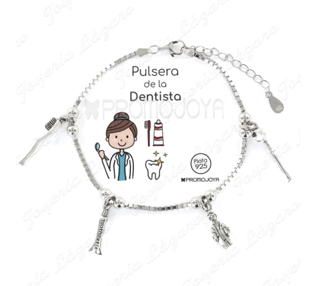 PULSERA PLATA SEÑORA,PROFECION DENTISTA,CADENA,VENECIANA,MEDIDA.17/20MM