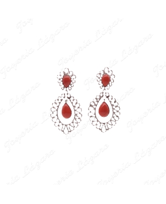 PEND. LARGOS PLATA CHAPADA PLATINO FILIGRANA CORAL/SIMIL CIERRE PRESIO