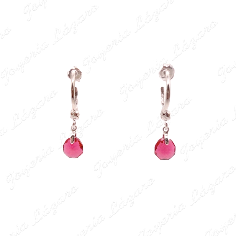 PEND. LARGOS PLATA CHAPADA PLATINO SWAROVSKI ROJA COLGANDO C. PRESION