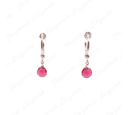 PEND. LARGOS PLATA CHAPADA PLATINO SWAROVSKI ROJA COLGANDO C. PRESION