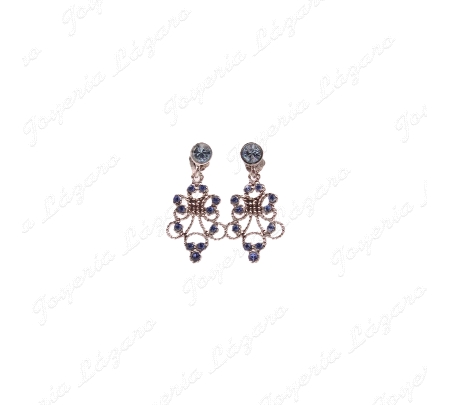 PEND. LARGOS PLATA CHAPADA EN PLATINO FILIGRANA CIRCOS AGUAMARINA