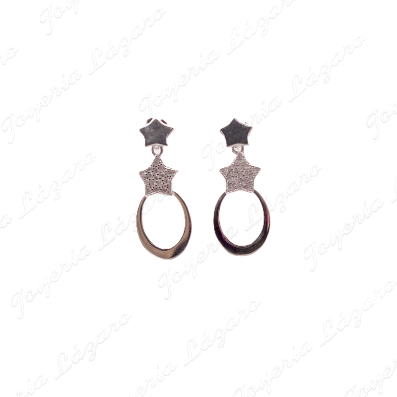 PEND. LARGOS PLATA 1ESTRELLA LISA+1CIRCONITAS+OVALO C.PRES.