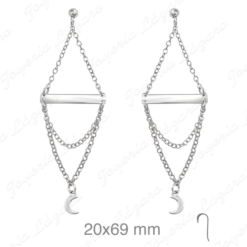 PEND. LARGOS PLATA LUNA CADENAS TRAPECIO CIERRE HIPPIE