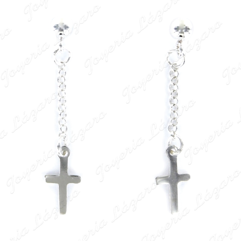 PLATA PEND. LARGOS BOLITA DE 4 MM Y CADENA CON CRUZ 12 X 6 MM