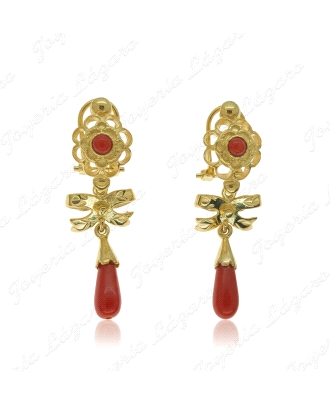 PEND. CORAL/TURQS,SIMIL PLATA ARQUILLO CIERRE OMEGA