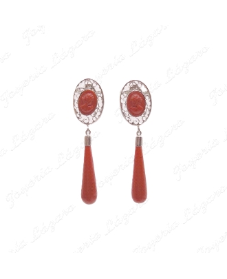 PEND. CORAL/SIMIL PLATA CHAPADA PLATINO FILIGRANA CARA+ CHUPON 41MM