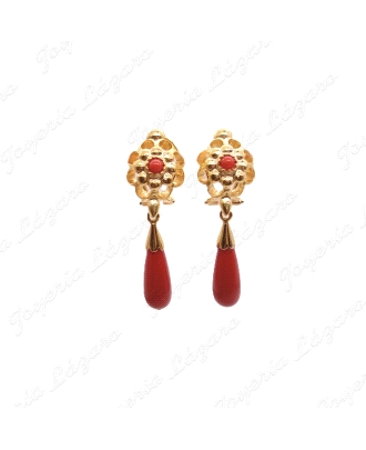 PEND. PLATA CHAPADO ORO 40MM ARQUILLO+CHUPON  C. CORAL C. OMEGA