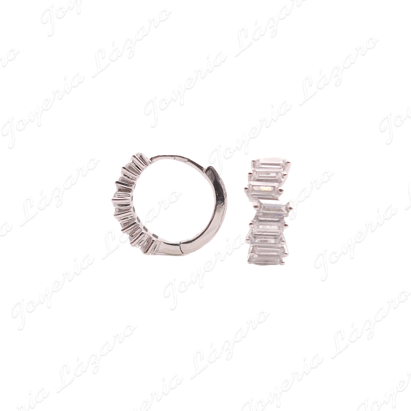 PEND. AROS PLATA CIRCONITA BAGUETTE