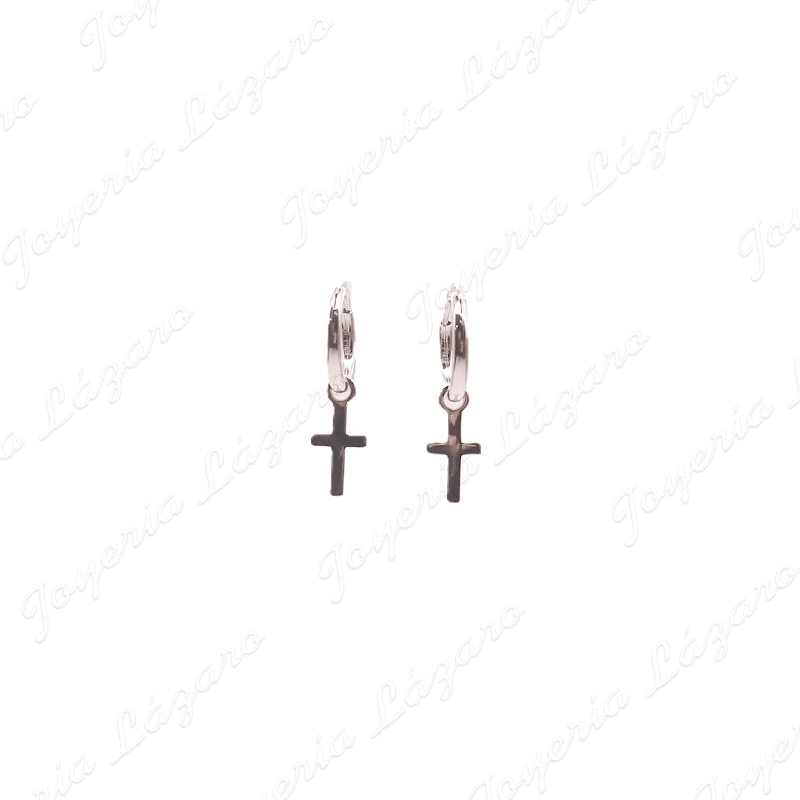 PEND. AROS PLATA FINOS + CRUZ LISA COLGADA