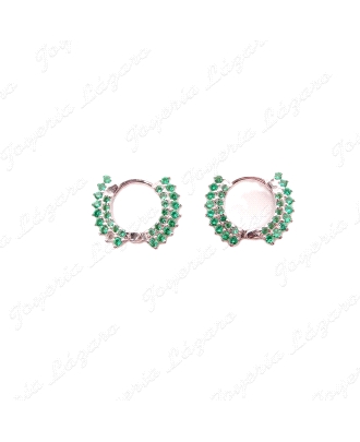 PEND. AROS PLATA CIRONITAS VERDE ESMERALDA 14MM